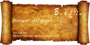Borger Ágnes névjegykártya