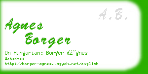 agnes borger business card